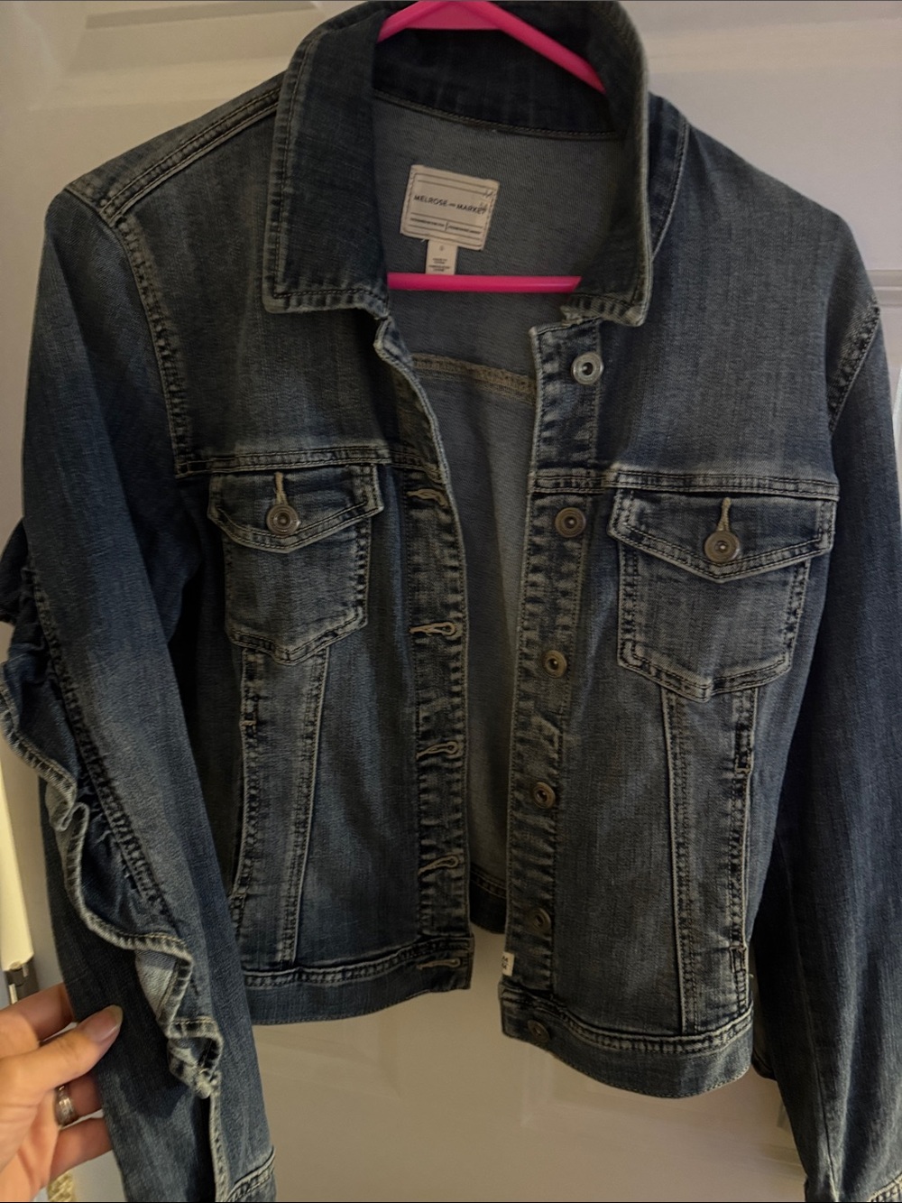 Blank NYC Distressed Denim Jacket in Washed Blue